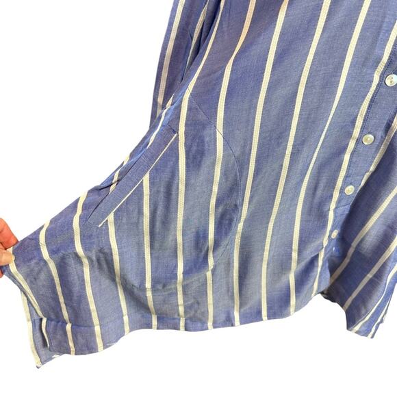 Linea Striped Striped Top with Pockets Asymmetrical Louis Del 'Olio Size XS NEW - Picture 5 of 11